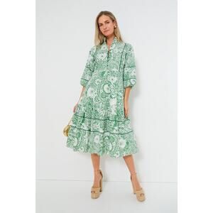 HYACINTH HOUSE Green and White Floral Hillsborough Midi Dress Size S NWT